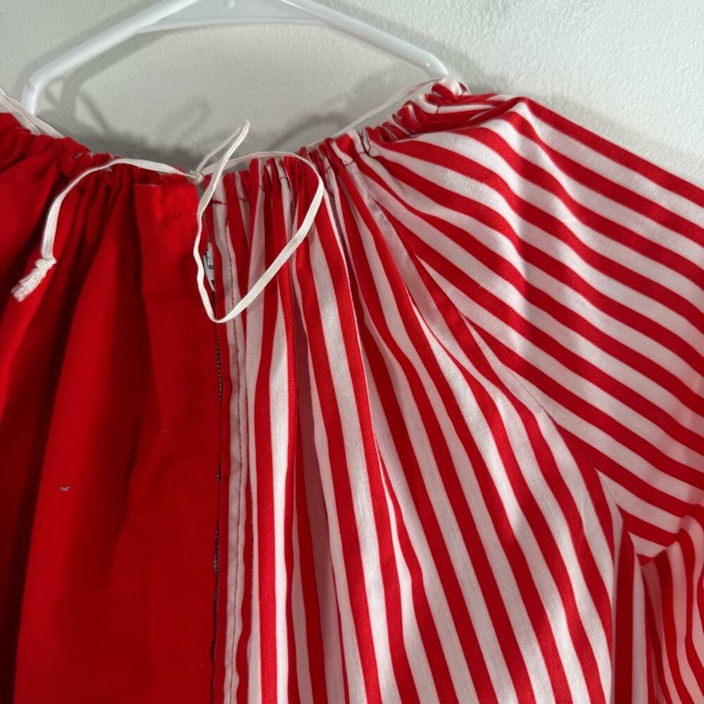 Vintage 80s 90s Clown Red White Stripe Pom Pom Halloween Costume Kids Medium - Picture 9 of 11